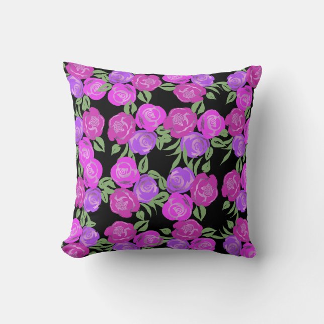 Pink and Purple Roses Pillow (Front)