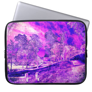 Pink And Purple Rural Scene Laptop Sleeve