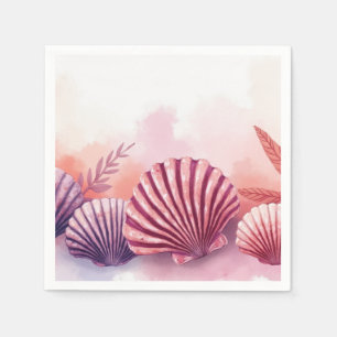 Pink And Purple Seashells  Napkin