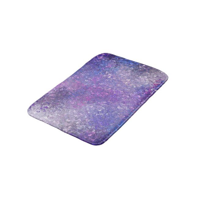 Pink And Purple Sequins Bling Bath Mat (Angled)