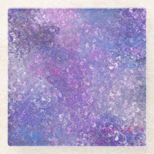 Pink And Purple Sequins Bling Glass Coaster