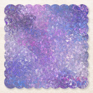 Pink And Purple Sequins Bling Paper Coaster