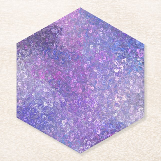 Pink And Purple Sequins Bling  Paper Coaster (Front)