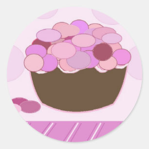 Pink and Purple Smartie Cupcake Classic Round Sticker