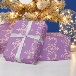 Pink and Purple Snowflakes Holiday Wrapping Paper