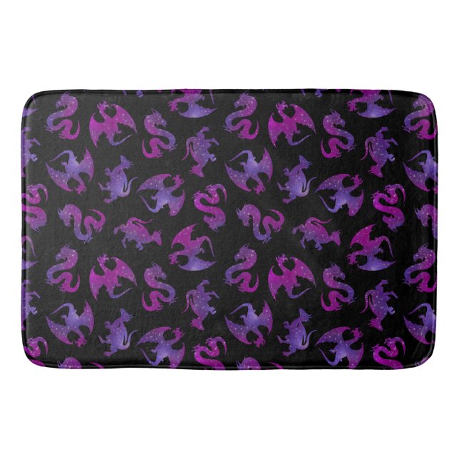 Pink and Purple Space Dragons Bath Mat (Front)