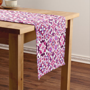 Pink and Purple Spanish Tiles Short Table Runner