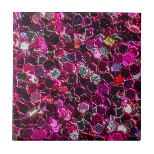 Pink and Purple Sparkling Lights Bokeh Pattern  Ceramic Tile (Front)