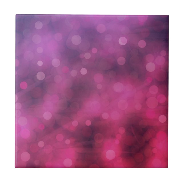 Pink and Purple Sparkling Lights Bokeh Pattern Ceramic Tile (Front)