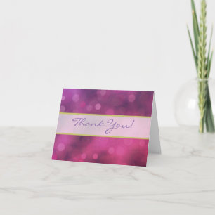 Pink and Purple Sparkling Lights Wedding Thank You Card
