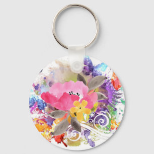 Pink and purple splash on key ring