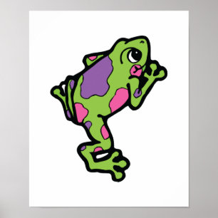 pink and purple spotted tree frog poster