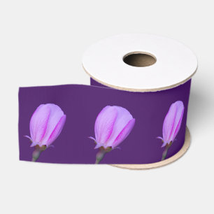 Pink and Purple Spring Blossom Floral Pattern Grosgrain Ribbon
