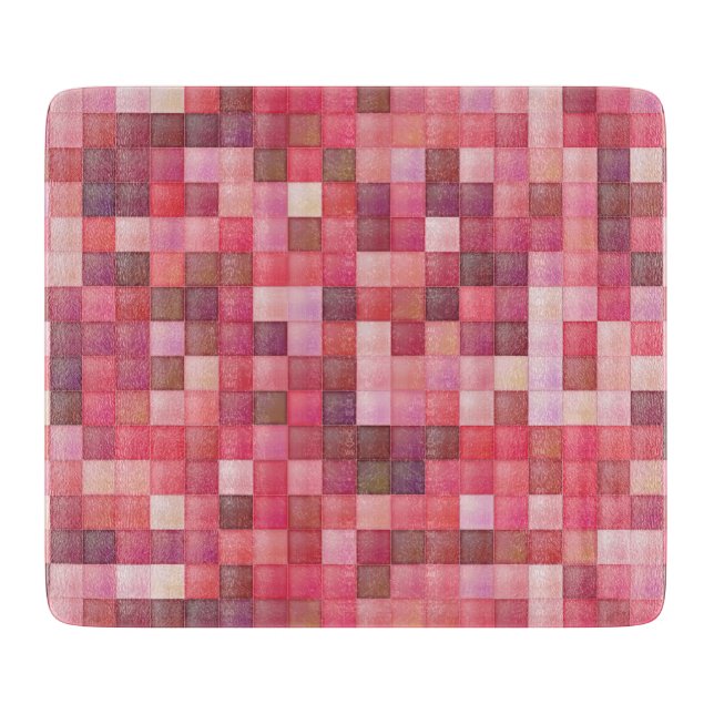 Pink and Purple Square Mosaic Cutting Board (Front)