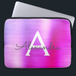 Pink and Purple Stainless Steel Monogram Laptop Sleeve<br><div class="desc">Pink and Purple Pastel Ombre Faux Stainless Steel Elegant Monogram Sleeve. This sleeve can be customised to include your initial and first name.</div>