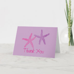 Pink and Purple Starfish Lilac Thank You Card