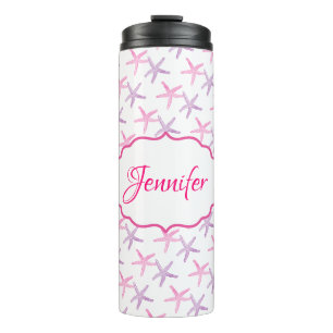 Pink and Purple Starfish Personalised Thermal Tumbler
