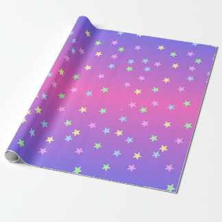 Pink and Purple Stars Gradient Wrapping Paper