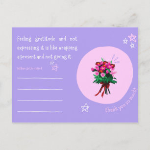 Pink and Purple Stars Handmade Cute Personal Quote Postcard