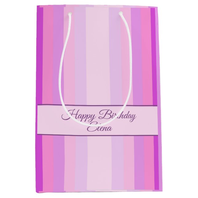 Pink And Purple Stripes Medium Gift Bag (Front)