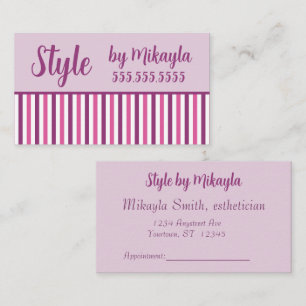Pink and Purple Stripes Stylist Beautician Hair Business Card