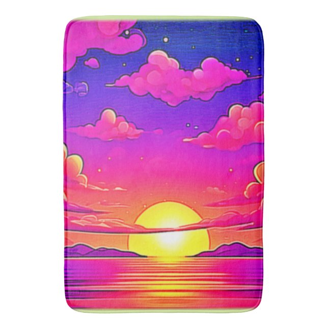 Pink and Purple Sunset Bath Mat (Front Vertical)
