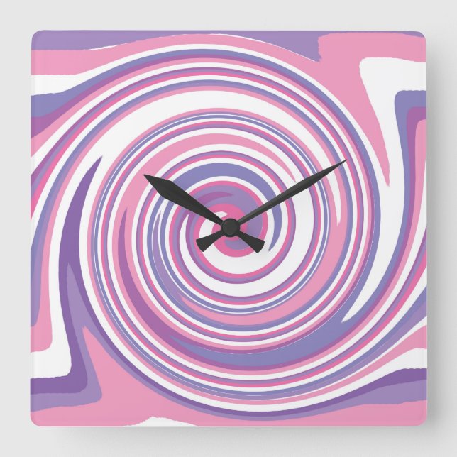 Pink and purple swirl pattern          square wall clock (Front)
