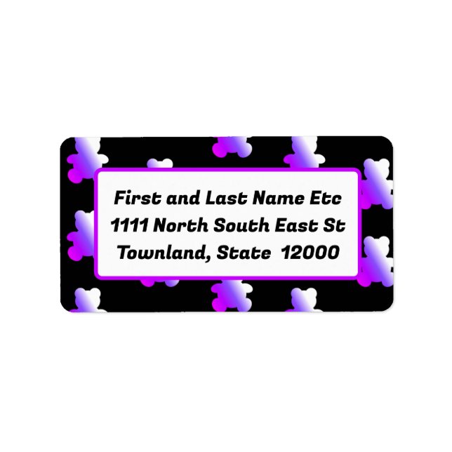 Pink and Purple Teddy Bear Gradient  Label (Front)