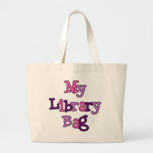 Pink and Purple Text Library Bag Tote Bag