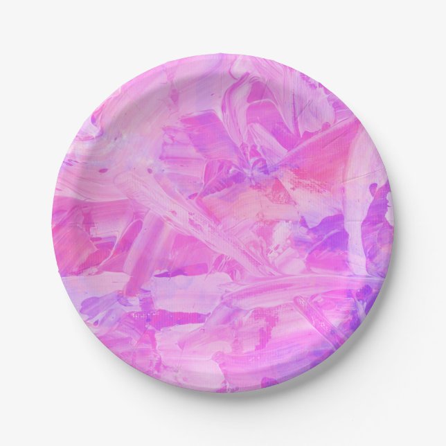 Pink and Purple Textured  Paper Plate (Front)