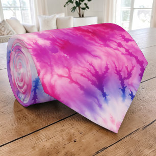 Pink and Purple Tie Dye Retro Necktie
