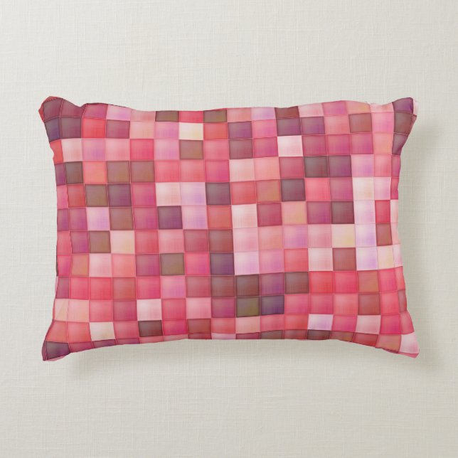 Pink and Purple Tile Mosaic Decorative Cushion (Front)