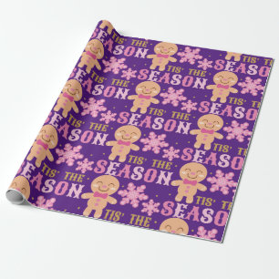 Pink and Purple Tis The Season Christmas  Wrapping Paper