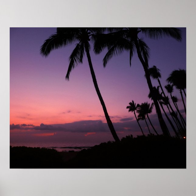 Pink and purple tropical sunset poster print (Front)