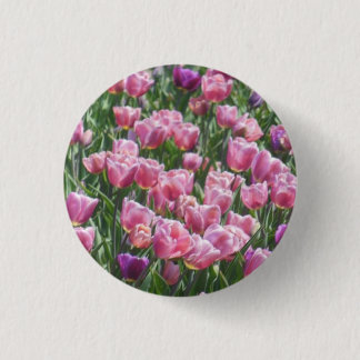 Pink and Purple Tulip Garden 3 Cm Round Badge