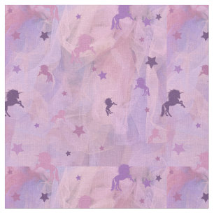 pink and purple unicorn and star design fabric