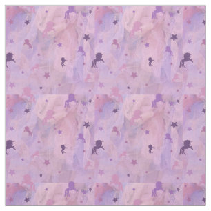 pink and purple unicorn and star design- fabric
