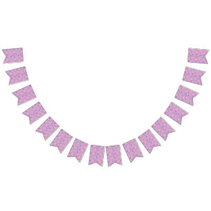 pink and purple unicorn and stars pattern bunting