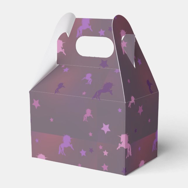 pink and purple unicorn and stars pattern favour box (Front Side)