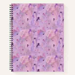 pink and purple unicorn and stars pattern notebook