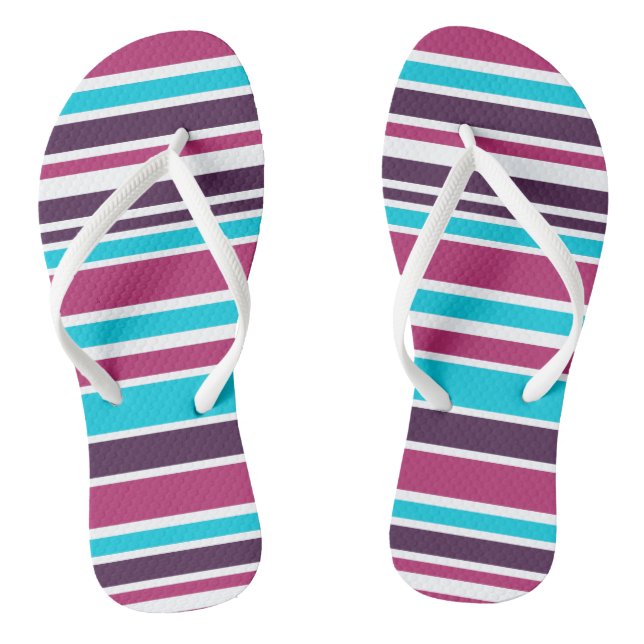 Pink And Purple violet Striped Thongs (Footbed)