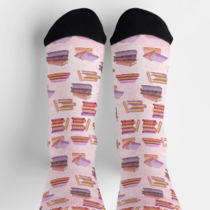 Pink and Purple Watercolor book pattern library Socks