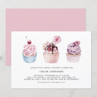 Pink and Purple Watercolor Cupcakes Bridal Shower