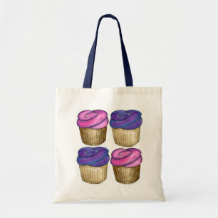 Pink and Purple Watercolor Cupcakes Tote Bag