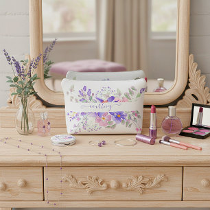 Pink and purple watercolor floral personalised  decorative cushion