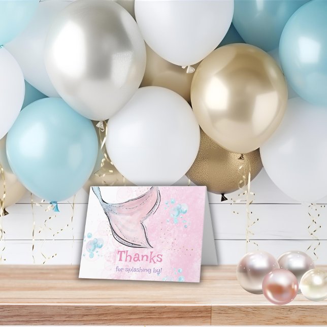 Pink and purple watercolor mermaid tail  thank you card (Creator Uploaded)