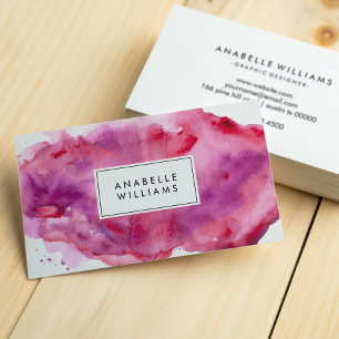 Pink and Purple Watercolor Modern Business Card