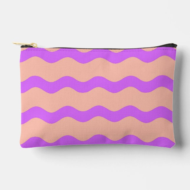 Pink and purple waves pattern accessory pouch (Front)