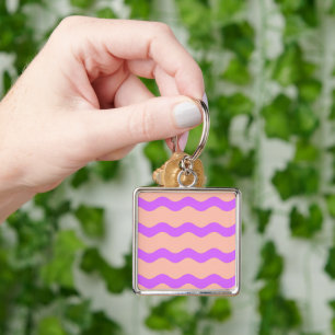 Pink and purple waves pattern key ring