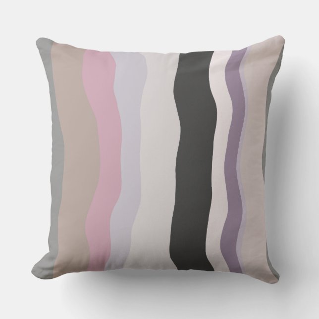 Pink and Purple Wavy Stripes Cushion (Front)